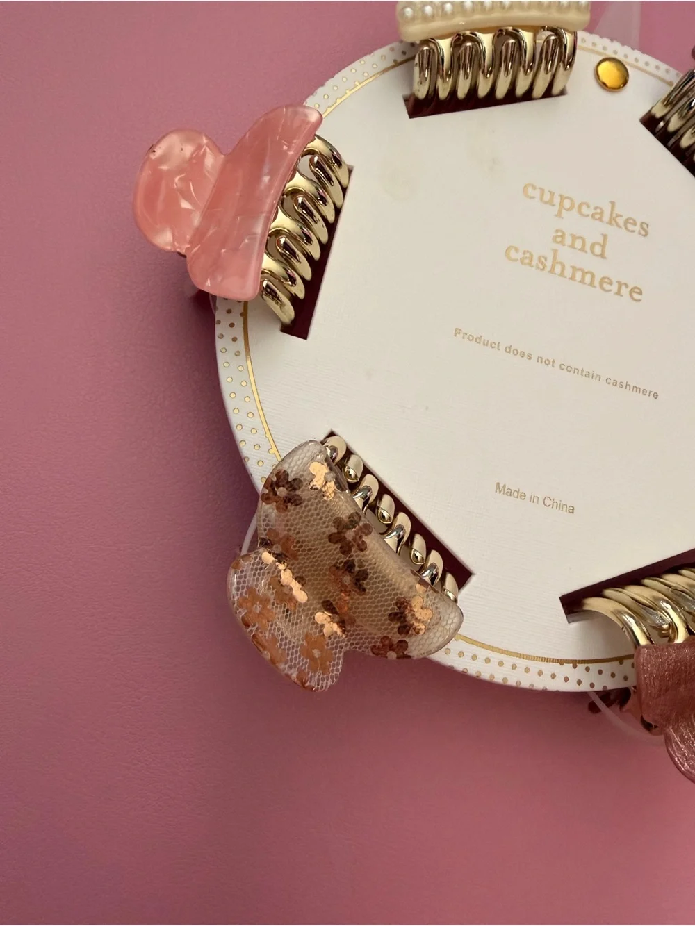 NWT cupcakes & cashmere Pink and Gold Petite Hair Claw Clip Set - Picture 7 of 8